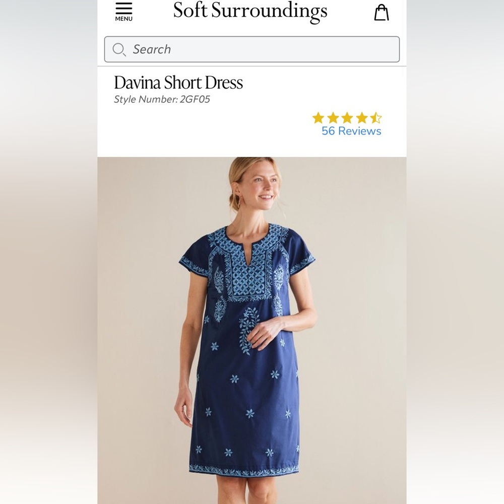 Soft Surroundings Blue Flutter Sleeve Sundress